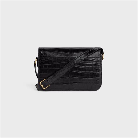 black crocodile celine bag|Celine black triomphe purse.